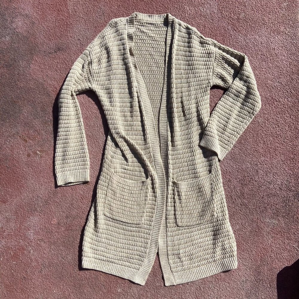 Tan Long Knit Cardigan